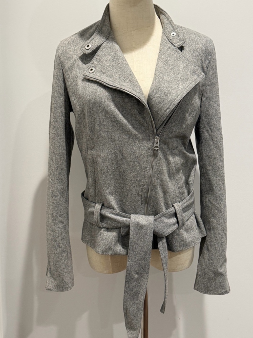 Armani Exchange Wool Blend Moto Jacket – Gray | Belted | Size S